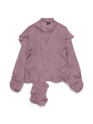 Vero Moda Sabrina Long Sleeve Scarf Flounce Top, Purple