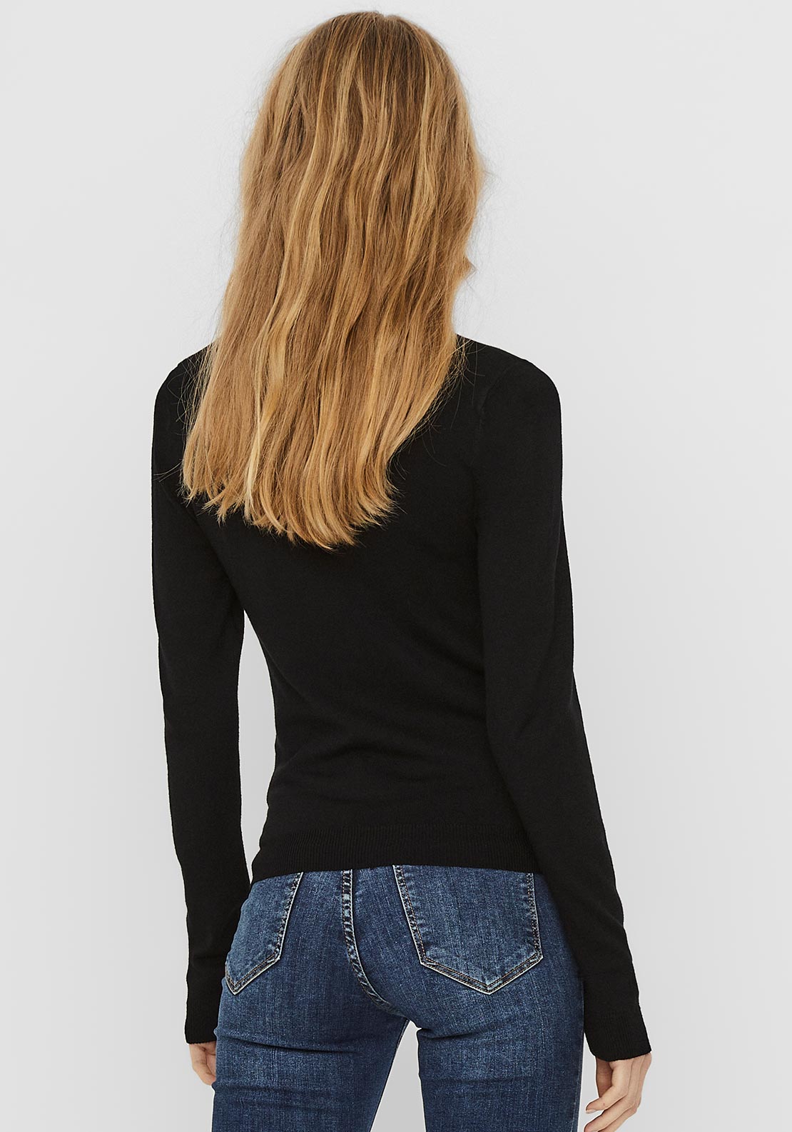 Vero Moda Glory Polo Neck Knit Top, Black