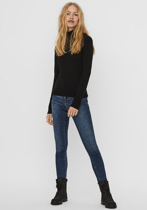 Vero Moda Glory Polo Neck Knit Top, Black