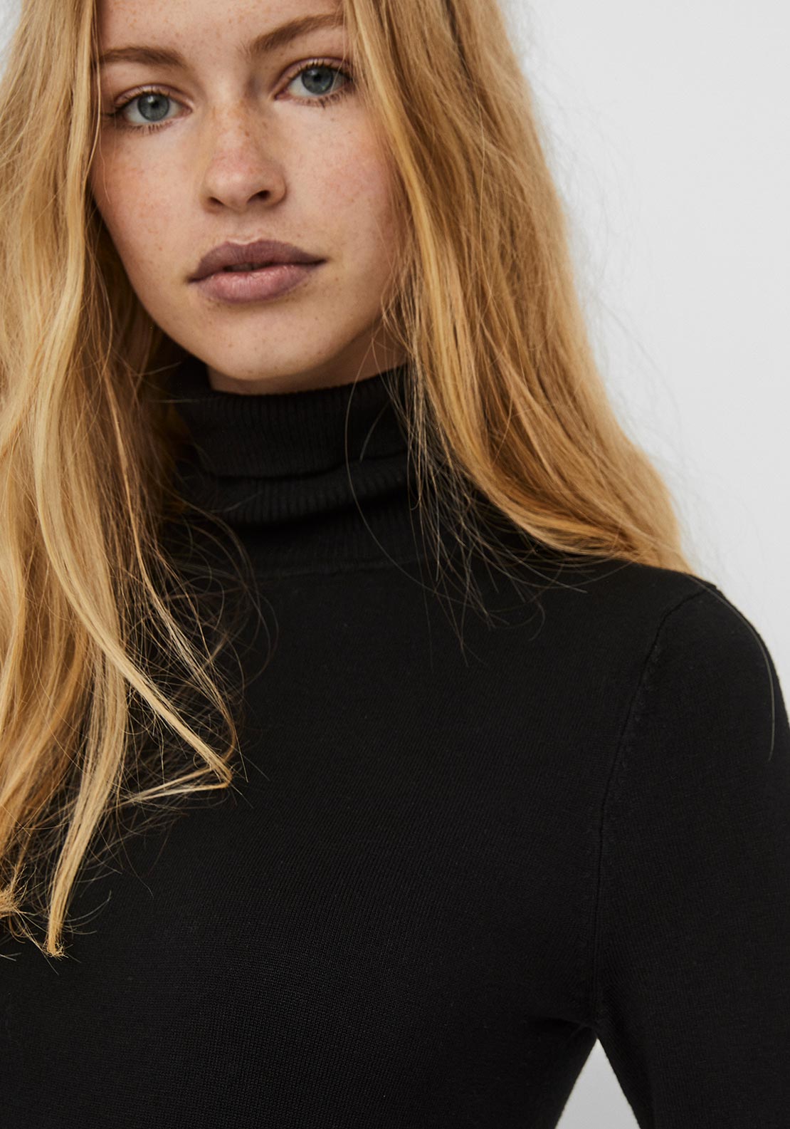 Vero Moda Glory Polo Neck Knit Top, Black