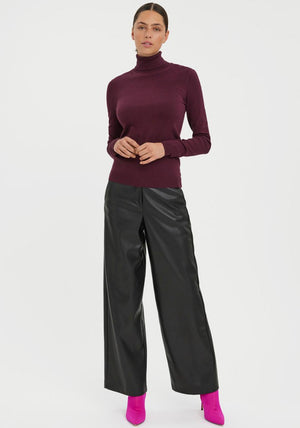 Vero Moda Glory Polo Neck Knit Top, Wine