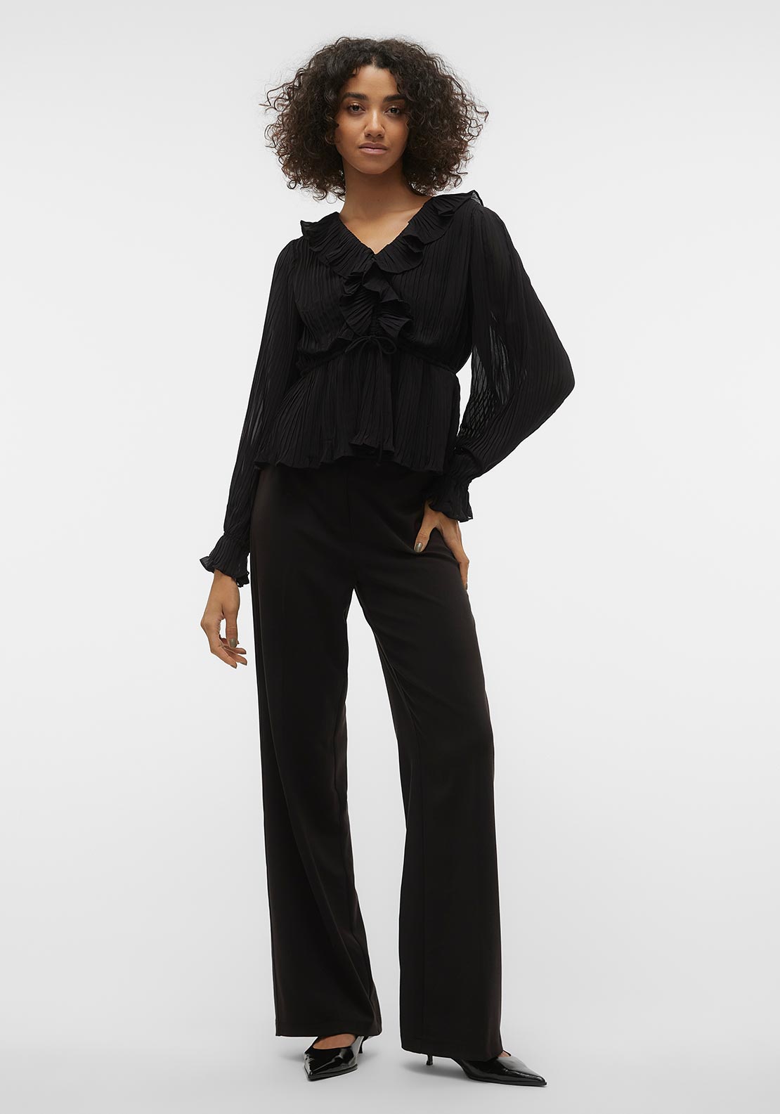 Vero Moda Dora Frill Detail Blouse, Black