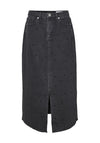 Vero Moda Tessa Rhinestone Embellished Denim Maxi Skirt, Black