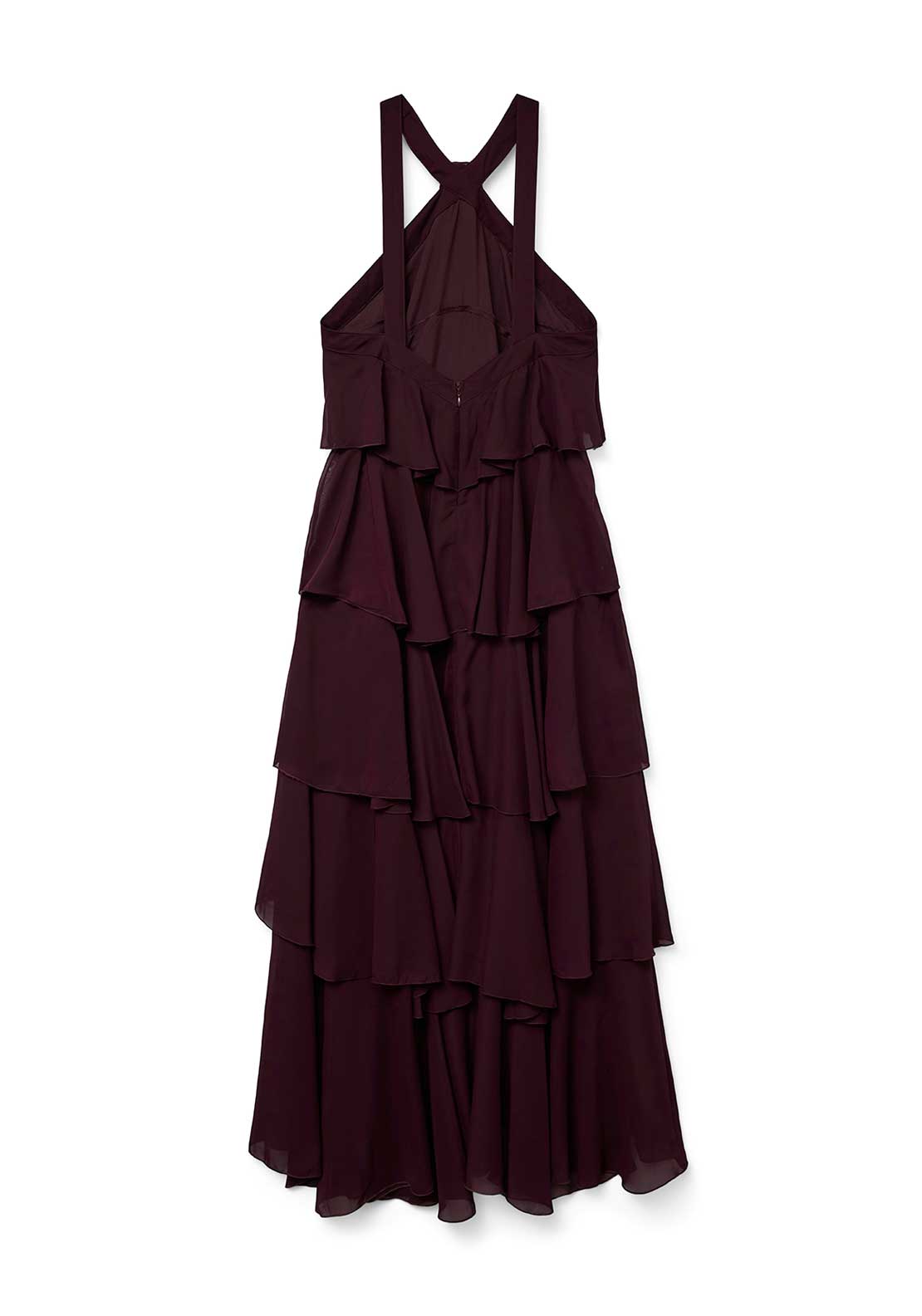 Vero Moda Felicia Ruffle Maxi Dress, Wine