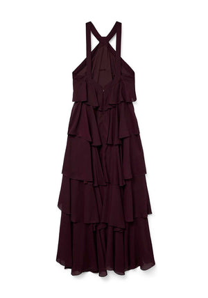 Vero Moda Felicia Ruffle Maxi Dress, Wine