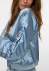 Vero Moda Alice Gathered Satin Bomber, Blue