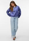 Vero Moda Alice Gathered Satin Bomber, Navy