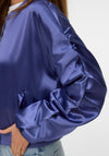 Vero Moda Alice Gathered Satin Bomber, Navy