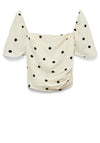Vero Moda Pollie Square Neck Polka Dot Top, Ecru & Black