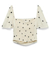 Vero Moda Pollie Square Neck Polka Dot Top, Ecru & Black
