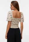 Vero Moda Pollie Square Neck Polka Dot Top, Ecru & Black