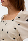 Vero Moda Pollie Square Neck Polka Dot Top, Ecru & Black