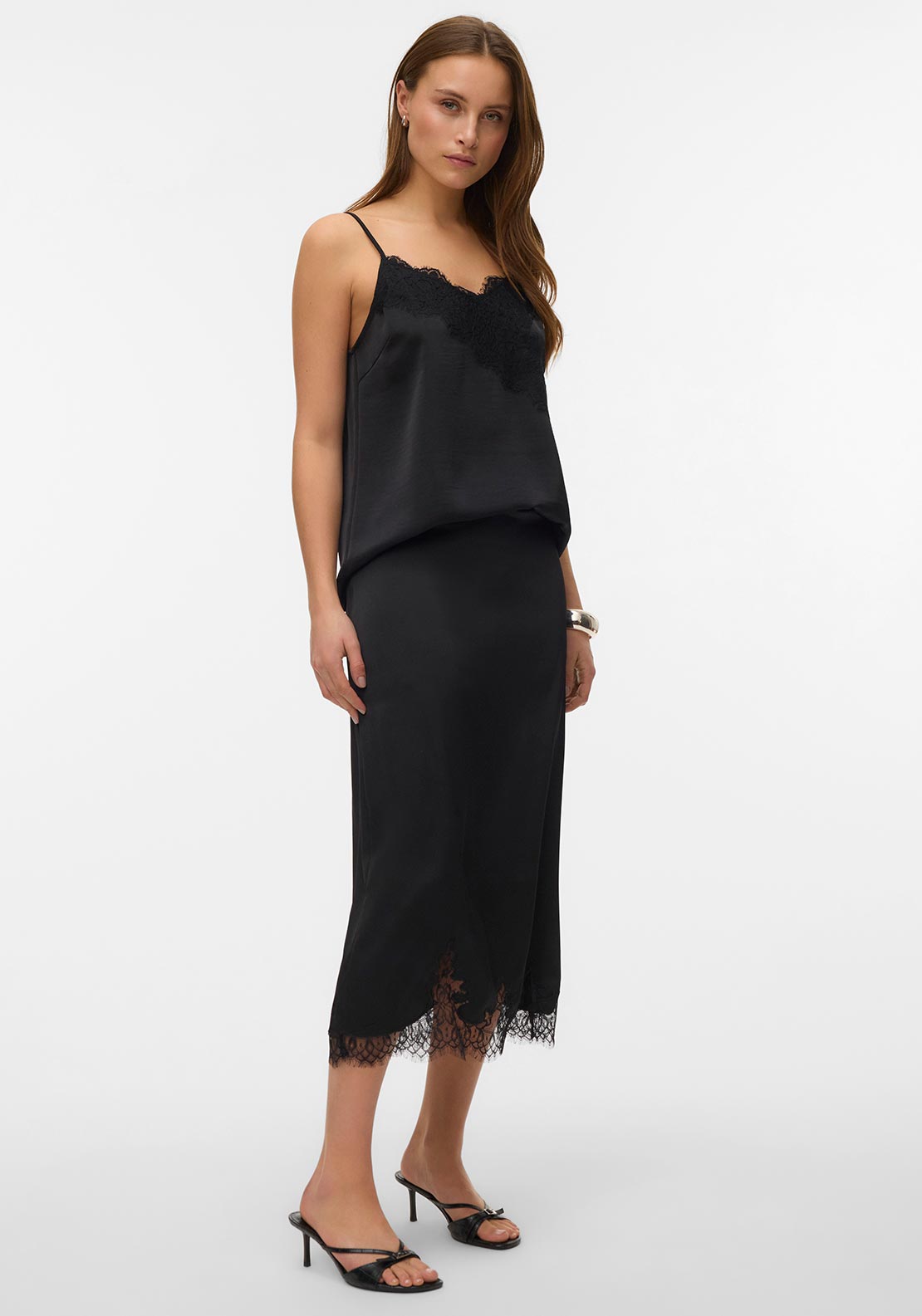 Vero Moda Ginny Lace Midi Skirt, Black