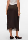 Vero Moda Ginny Lace Detail Midi Skirt, Brown