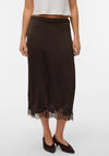 Vero Moda Ginny Lace Detail Midi Skirt, Brown
