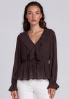 Vero Moda Dora Frill Detail Blouse, Brown