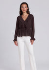 Vero Moda Dora Frill Detail Blouse, Brown