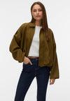 Vero Moda Hazel Faux Suede Bomber Jacket, Green