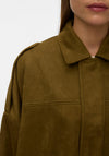 Vero Moda Hazel Faux Suede Bomber Jacket, Green