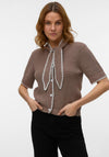 Vero Moda Kashia Short Sleeve Knitted Cardigan, Brown