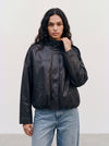 Vero Moda Hazel Funnel Neck Faux Leather Bomber Jacket, Black