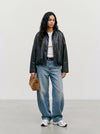 Vero Moda Hazel Funnel Neck Faux Leather Bomber Jacket, Black