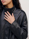 Vero Moda Hazel Funnel Neck Faux Leather Bomber Jacket, Black