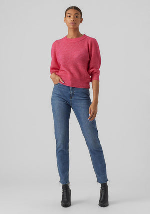 Vero Moda Vigga Balloon Sleeve Knitted Sweater, Raspberry Sorbet