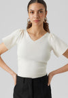 Vero Moda Ginny V Neck Top, Eggnog