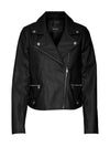 Vero Moda Nicole Leather Coated Biker Jacket, Black