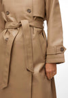 Vero Moda Amalie Long Coated Faux Leather Trench Coat, Silver Mink