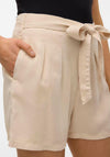 Vero Moda Mia High Rise Tie Waist Shorts, Oatmeal