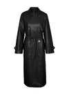 Vero Moda Amalie Long Coated Faux Leather Trench Coat, Black