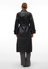 Vero Moda Amalie Long Coated Faux Leather Trench Coat, Black