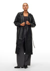 Vero Moda Amalie Long Coated Faux Leather Trench Coat, Black