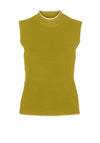 Vero Moda Flouncy Sleeveless Contrast Trim Knitted Sweater, Avocado Oil