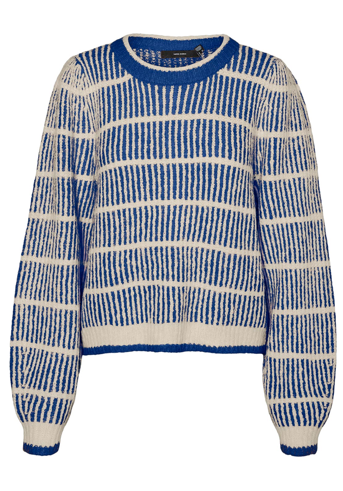 Vero Moda Cala Vertically Striped Knitted Jumper, Mazarine Blue