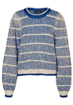 Vero Moda Cala Vertically Striped Knitted Jumper, Mazarine Blue