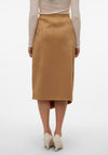 Vero Moda Thea Faux Suede Wrap Midi Skirt, Tan