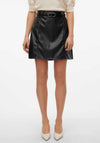 Vero Moda Willa Faux Leather A-Line Mini Skirt, Black