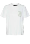 Vero Moda Sara Smiley Embroidered T-Shirt, White & Green