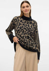 Vero Moda Mars Leopard High Neck Jumper, Black