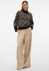 Vero Moda Mars Leopard High Neck Jumper, Black