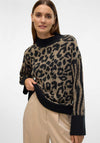 Vero Moda Mars Leopard High Neck Jumper, Black
