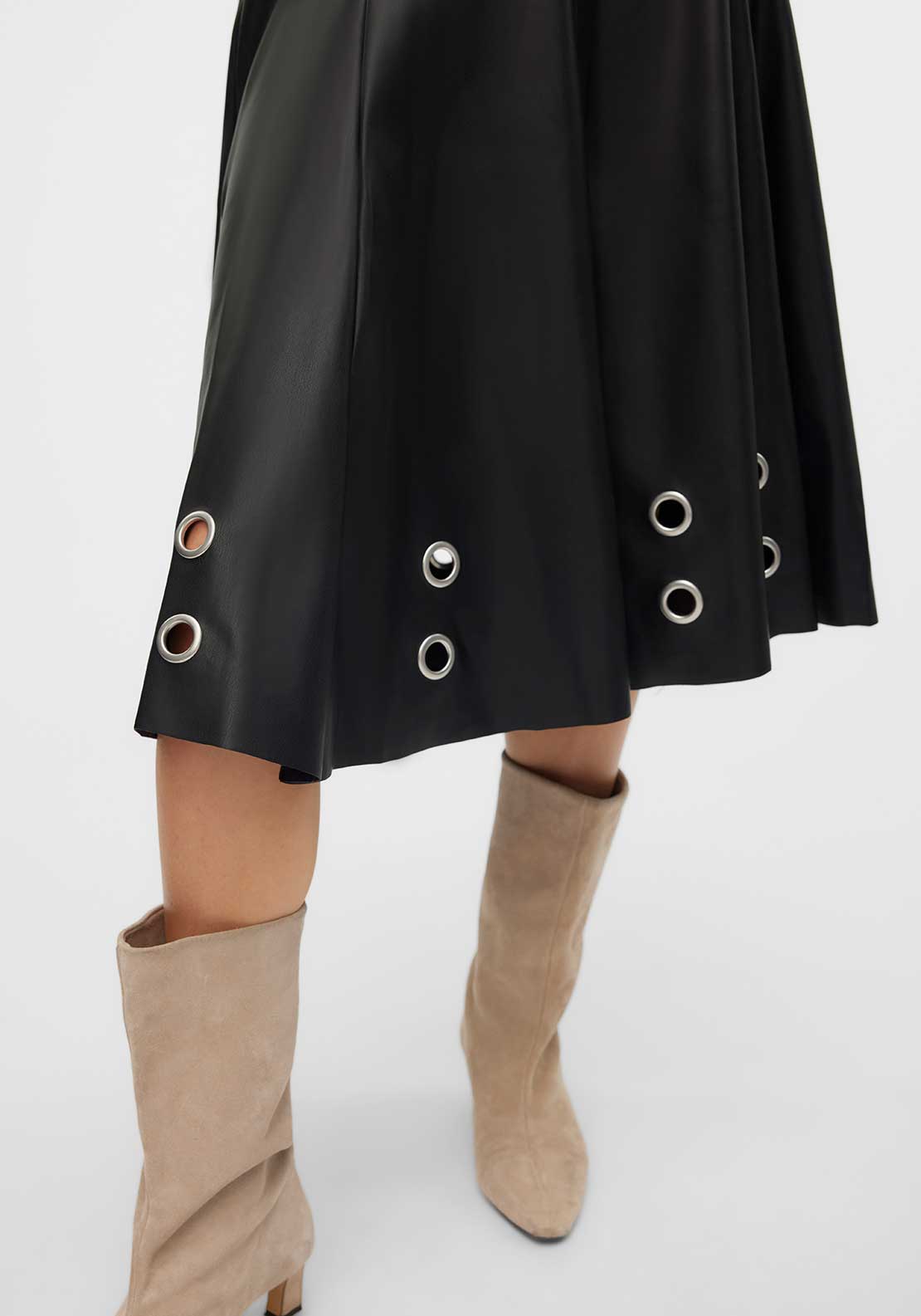Vero Moda Emmy Faux Leather Eyelet Skirt, Black