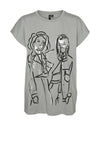 Vero Moda Eloi Metallic Girl Graphic T-Shirt, Griffin Grey