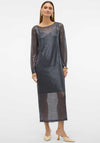 Vero Moda Safina Sequin Mesh Overlay Dress, Grey