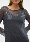 Vero Moda Safina Sequin Mesh Overlay Dress, Grey