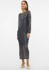 Vero Moda Safina Sequin Mesh Overlay Dress, Grey