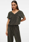 Vero Moda Roxanne Lurex V Neck Top, Black & Gold